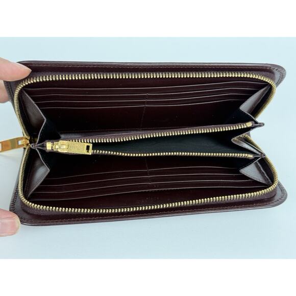 Saint Laurent Amerena Zip Around Wallet Burgundy Leather - Picture 9 of 15
